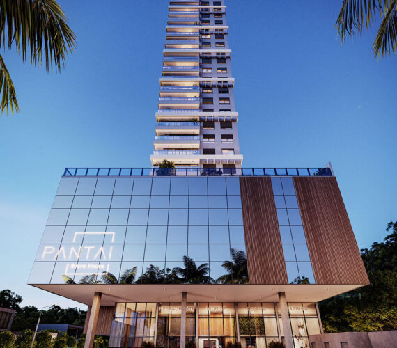 Fachada noturna - Pantai Brava House