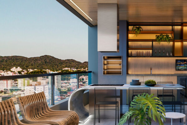 Sacada com Churrasqueira no empreendimento Saint Antoni Residence, em Joinville/SC