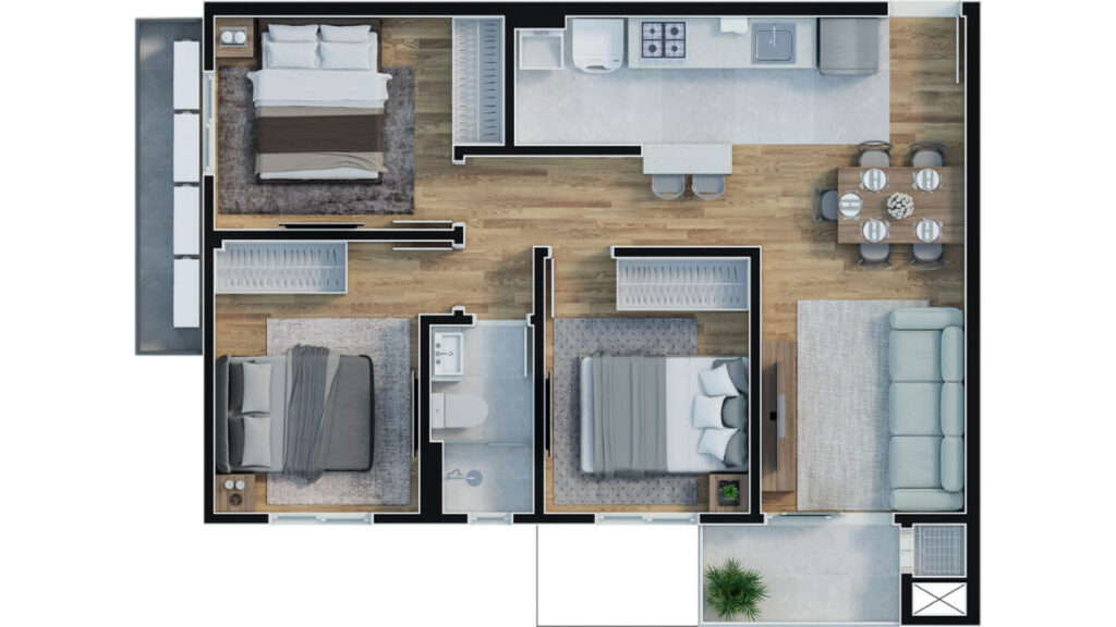 Planta apartamento Rio Grande Connection