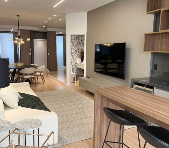 Living - Apartamento Decorado em Joinville - 704 - Monte Saint-Michel Residence