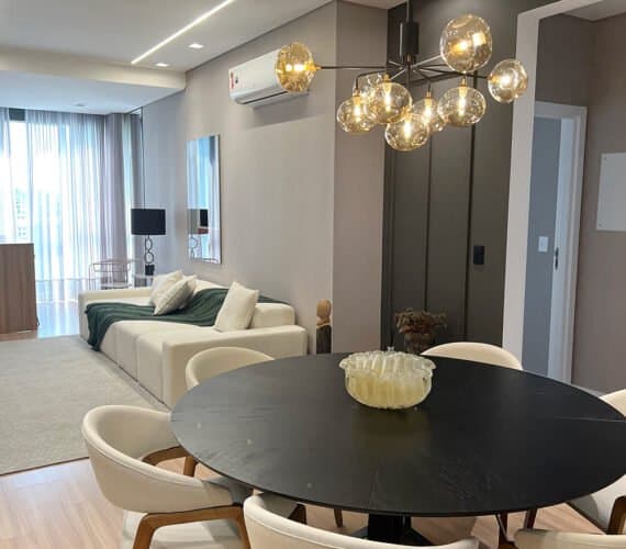 Living - Apartamento Decorado em Joinville - 704 - Monte Saint-Michel Residence